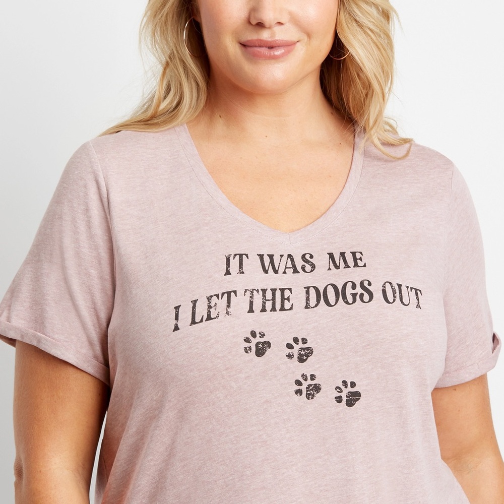 Maurices Light Pink Dog Paw Print T-Shirt